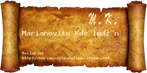 Marianovits Kálmán névjegykártya